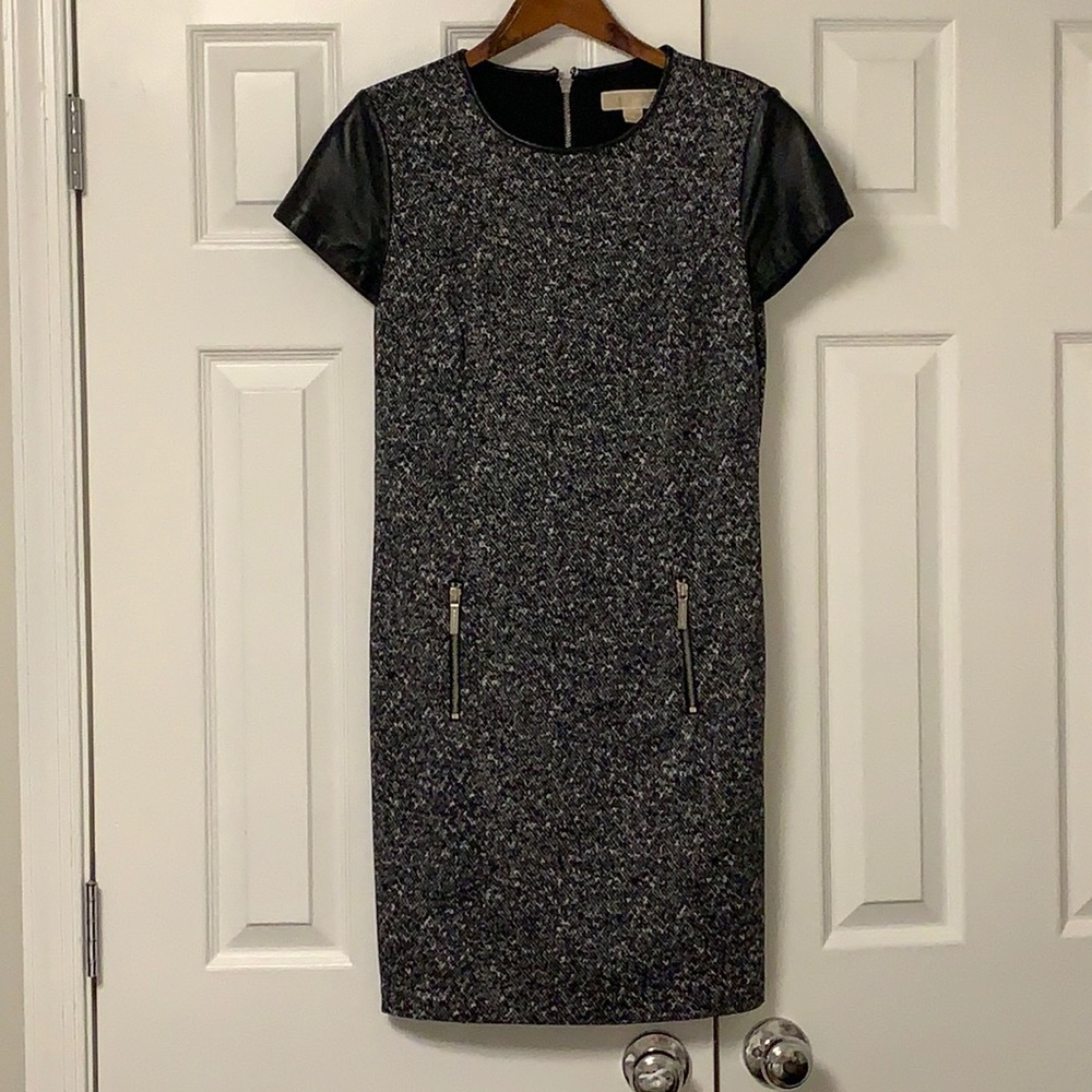 Michael Kors dress w/ leather & zipper details